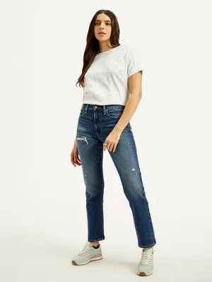 Women's Blue Straight Fit High Rise Jeans LEVI'S