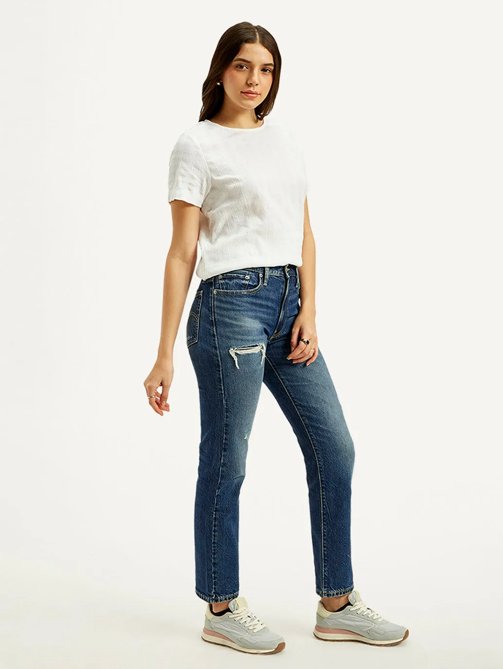 Women's Blue Straight Fit High Rise Jeans LEVI'S