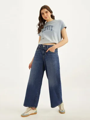 Women's Blue XL Straight Fit Mid Rise Jeans LEVI'S