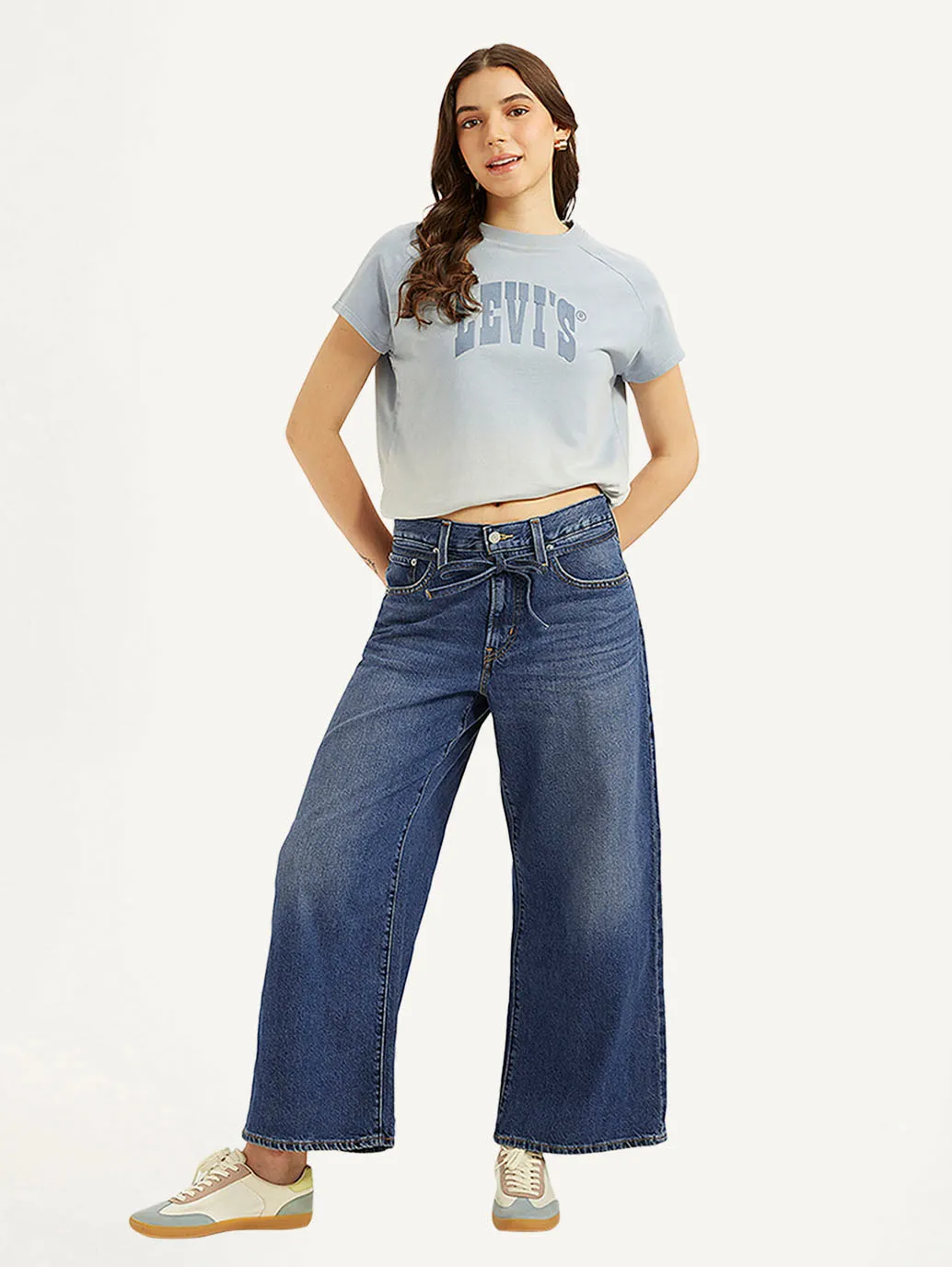 Women's Blue XL Straight Fit Mid Rise Jeans LEVI'S