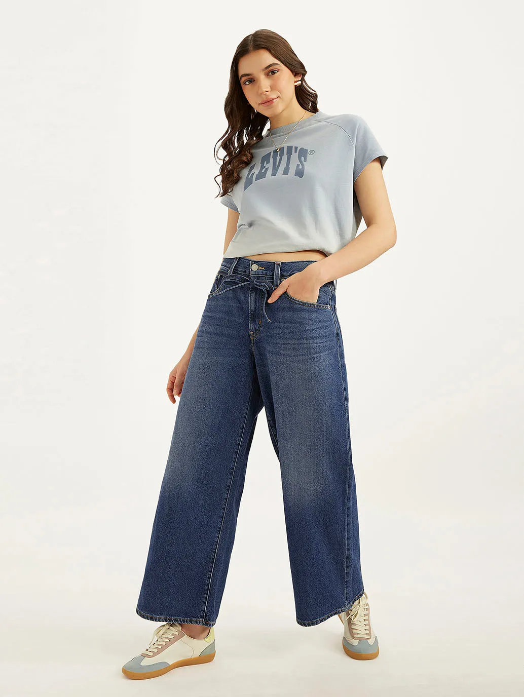 Women's Blue XL Straight Fit Mid Rise Jeans LEVI'S