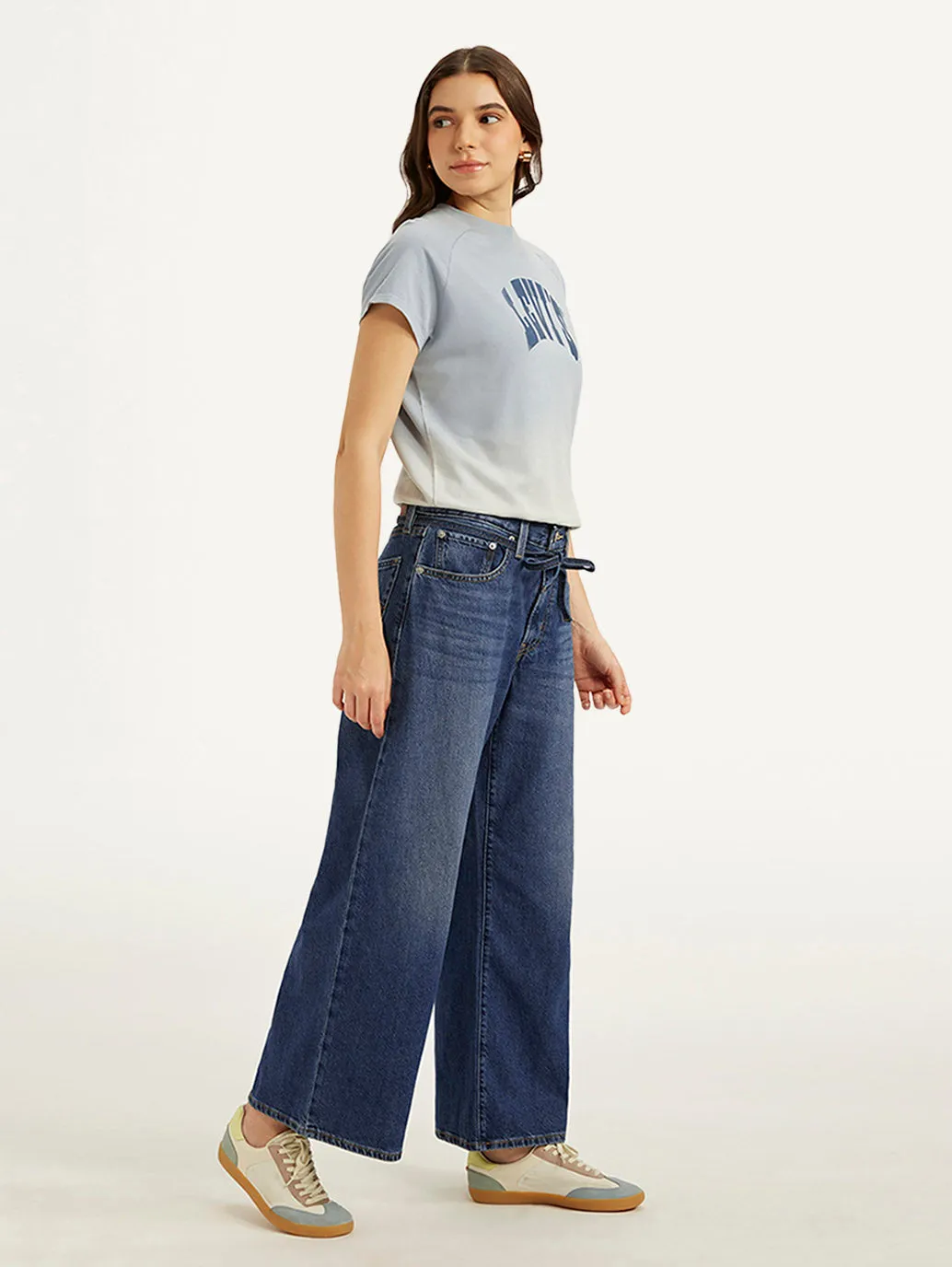 Women's Blue XL Straight Fit Mid Rise Jeans LEVI'S