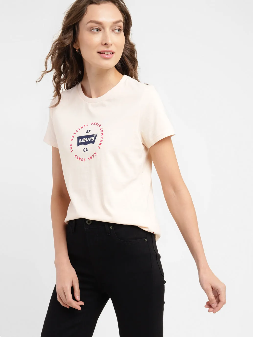 Women's Brand Logo Slim Fit T-shirt LEVI'S