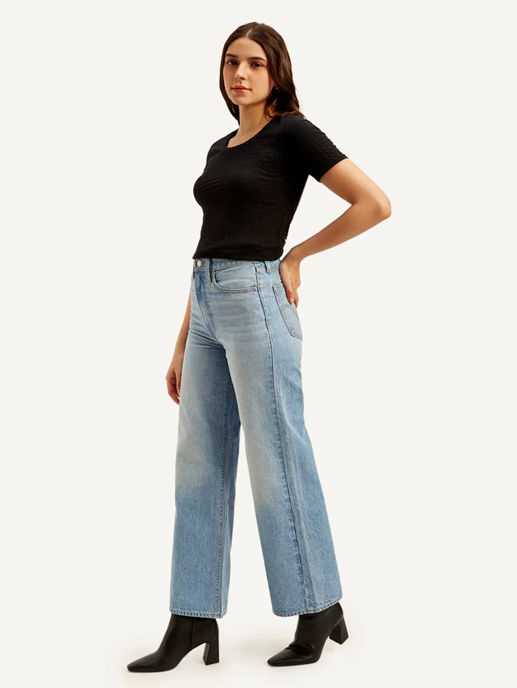 Women's Light Blue Straight Fit High Rise Jeans LEVI'S