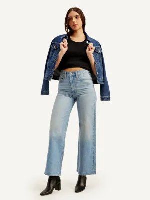Women's Light Blue Straight Fit High Rise Jeans LEVI'S