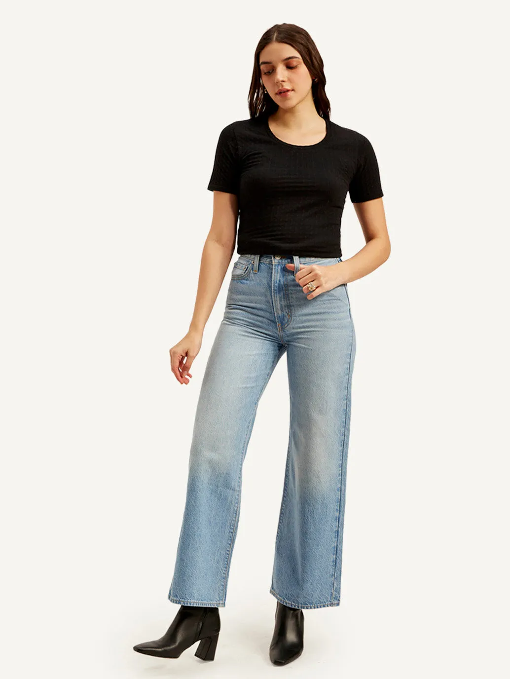 Women's Light Blue Straight Fit High Rise Jeans LEVI'S