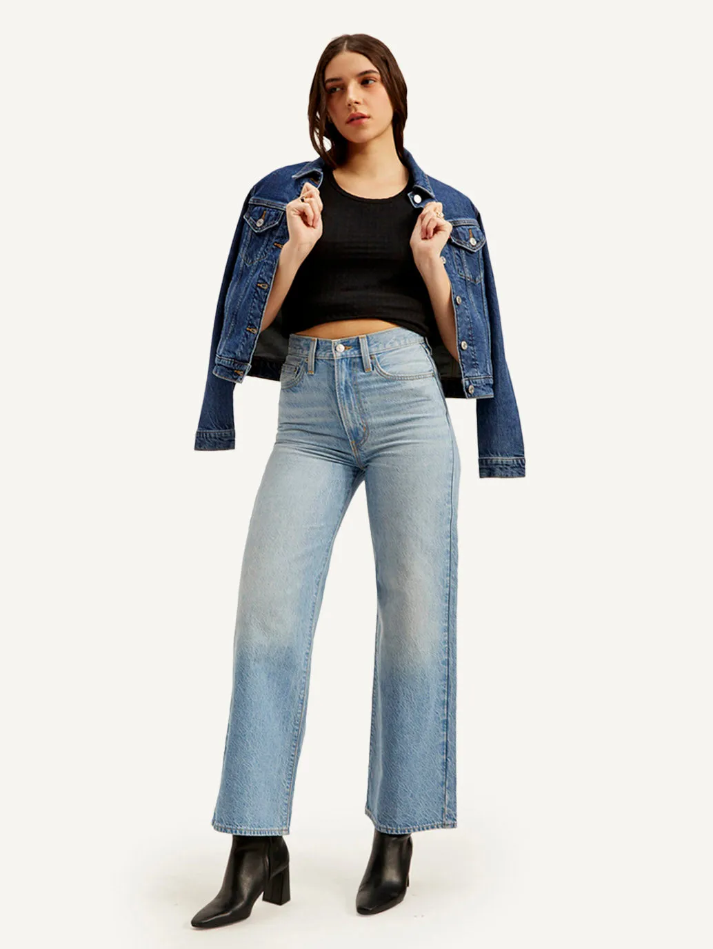 Women's Light Blue Straight Fit High Rise Jeans LEVI'S