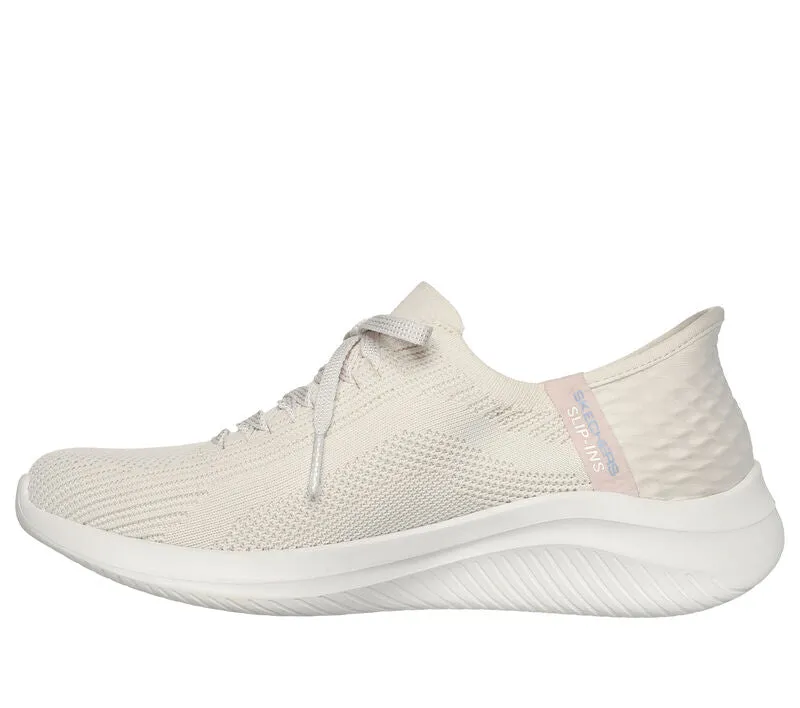 Women's Wide Fit Skechers 149710 Slip-ins Ultra Flex 3.0 Brilliant Trainers - Natural