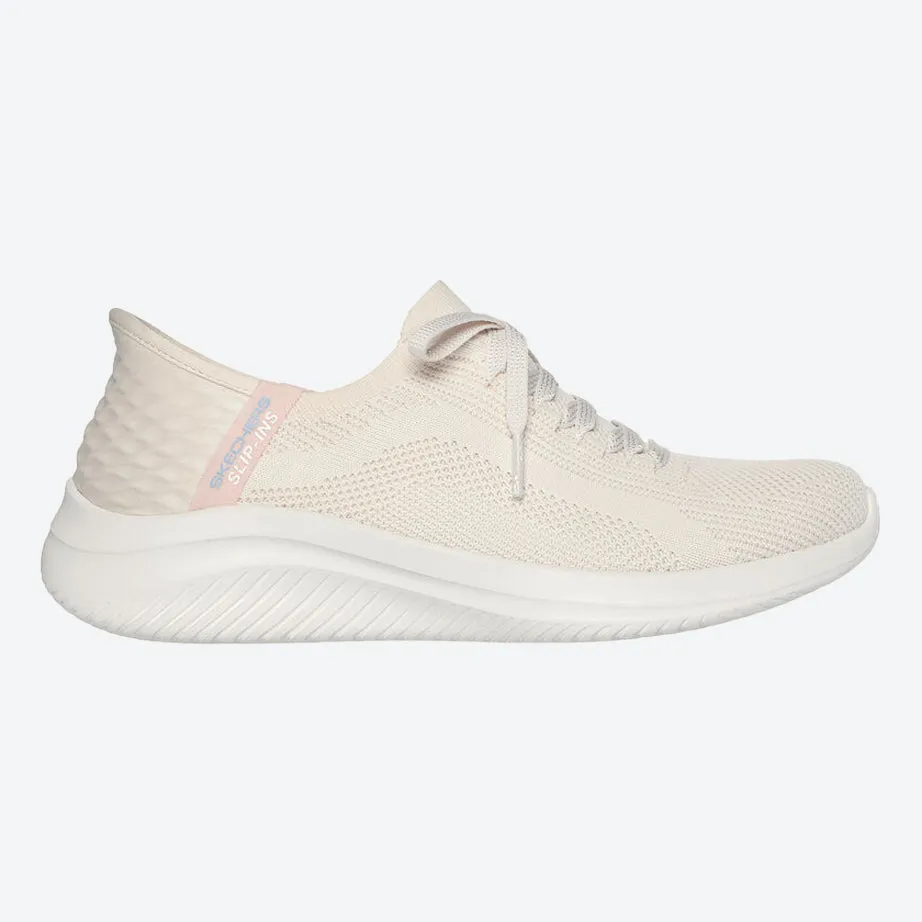 Women's Wide Fit Skechers 149710 Slip-ins Ultra Flex 3.0 Brilliant Trainers - Natural