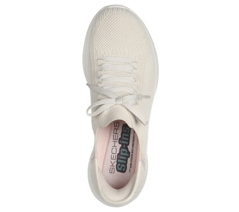 Women's Wide Fit Skechers 149710 Slip-ins Ultra Flex 3.0 Brilliant Trainers - Natural