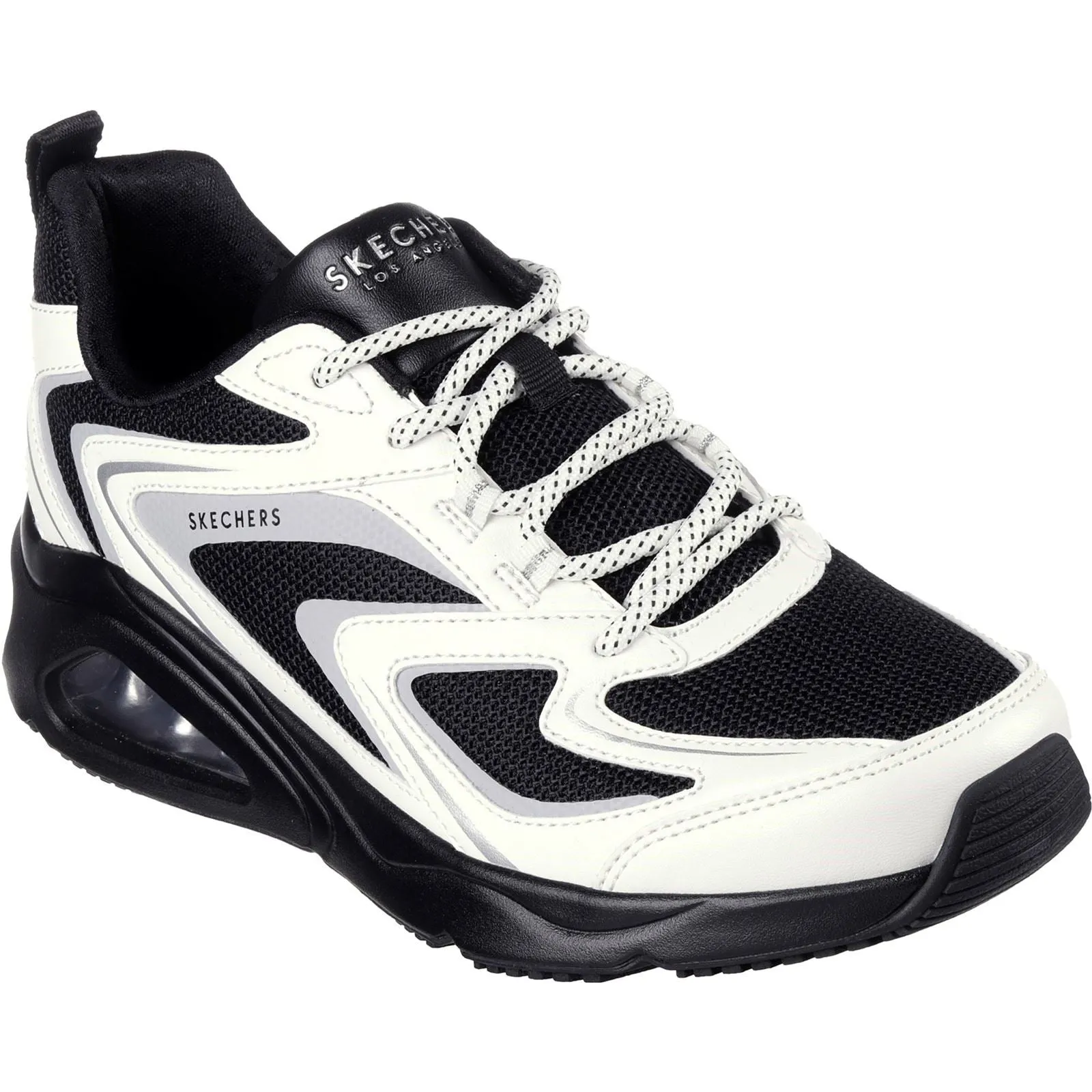 Women's Wide Fit Skechers 177424 Tres Air Uno Street Fl Air Trainers -  Black/White