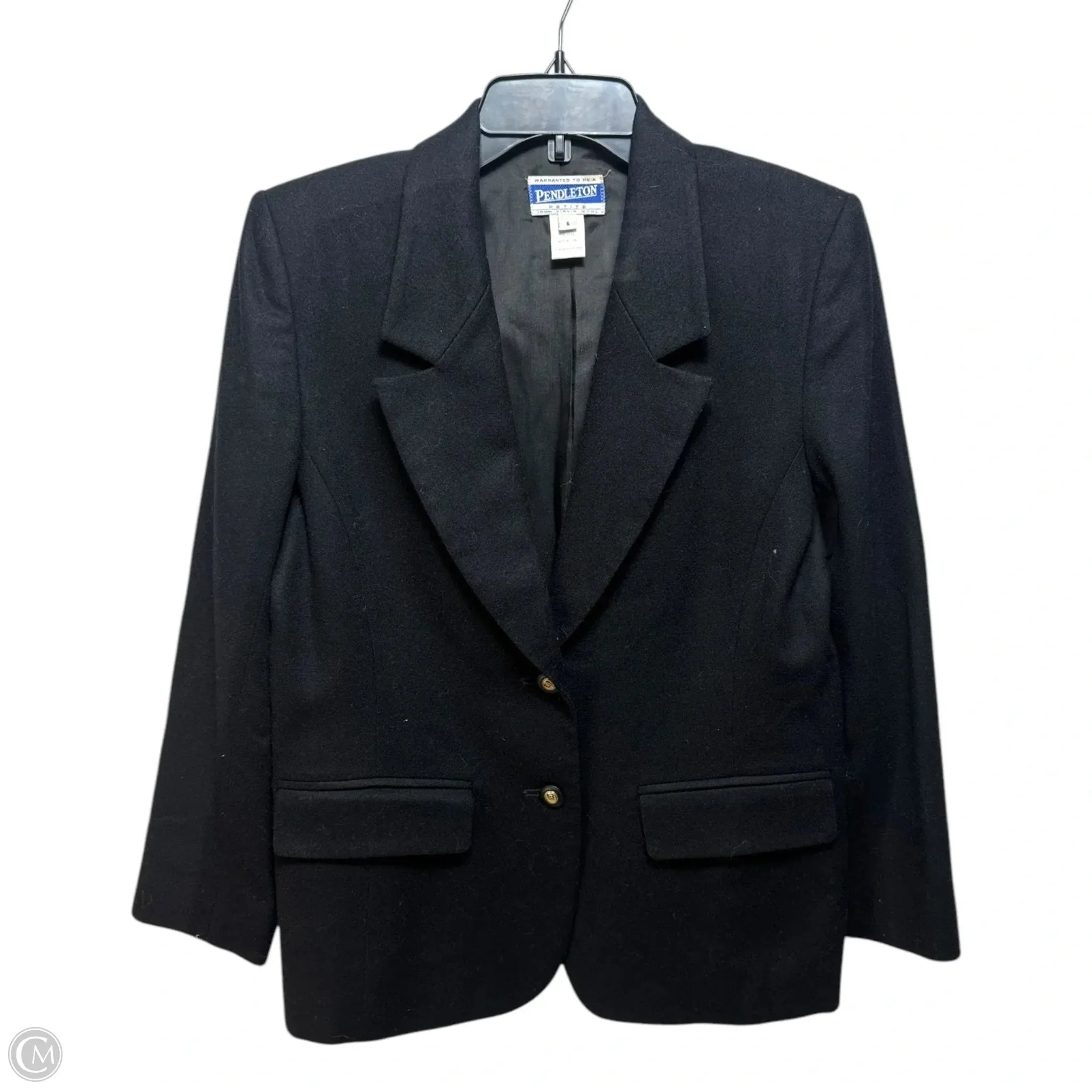 Wool Blazer By Pendleton In Black, Size: 6 P