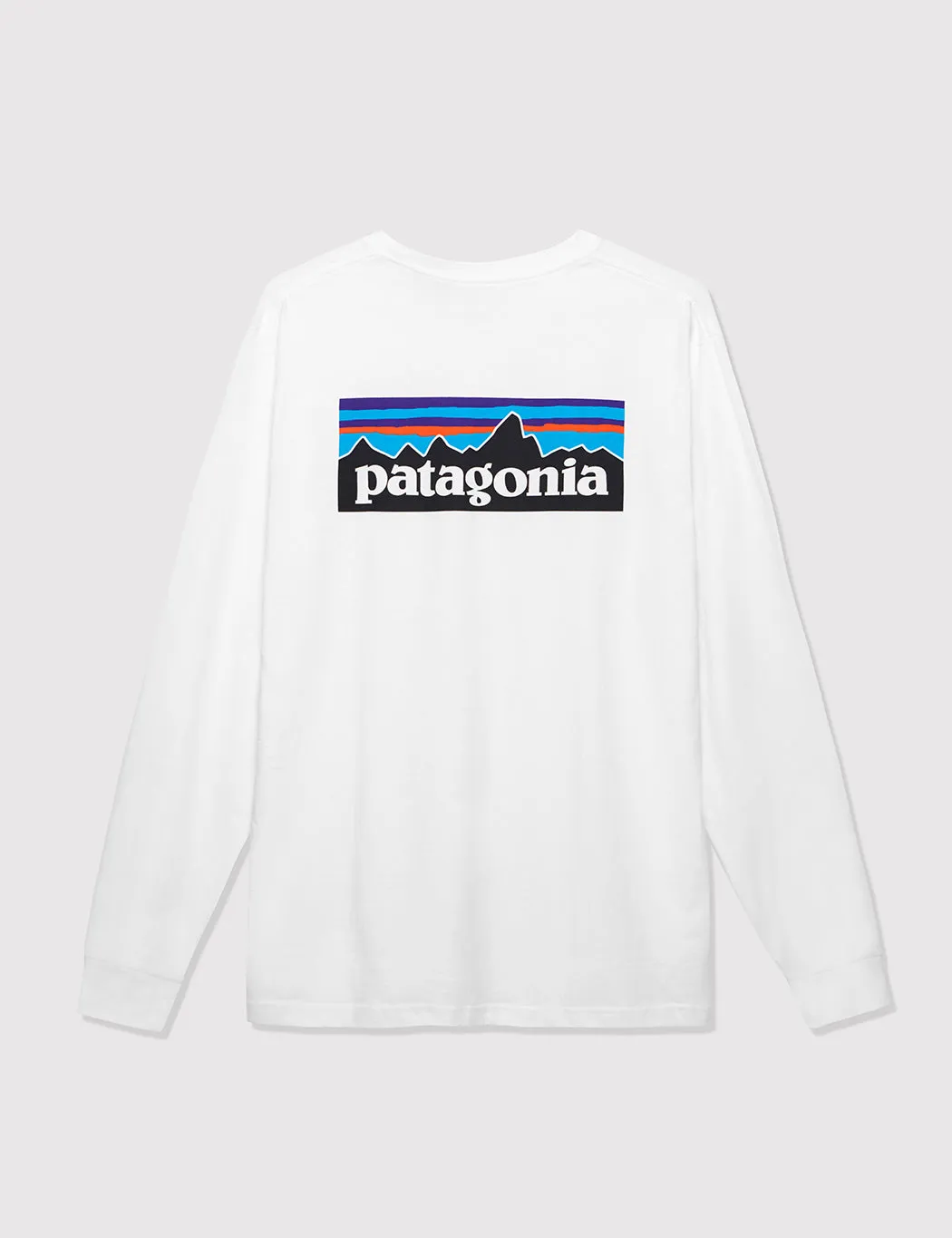 Worth Every Penny Patagonia P-6 Logo Responsibili-Tee Long Sleeved T-Shirt - White  Going Fast!