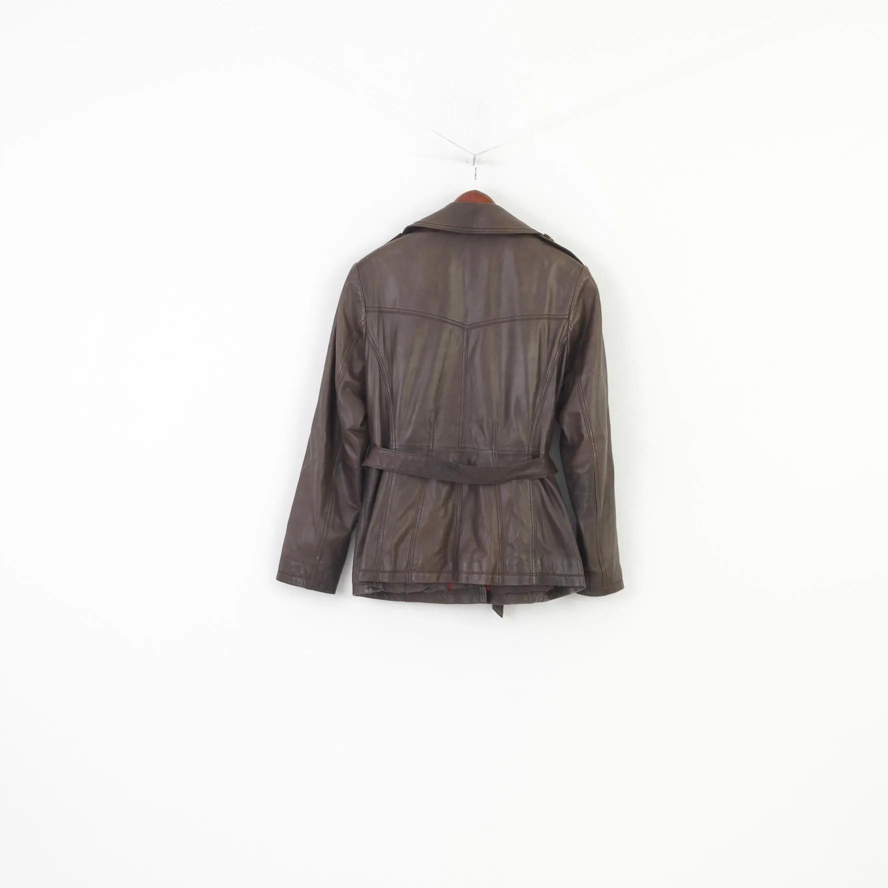 Yessica C&A Woman 42 M Jacket Brown Soft Leather Belt Vintage Casual Top
