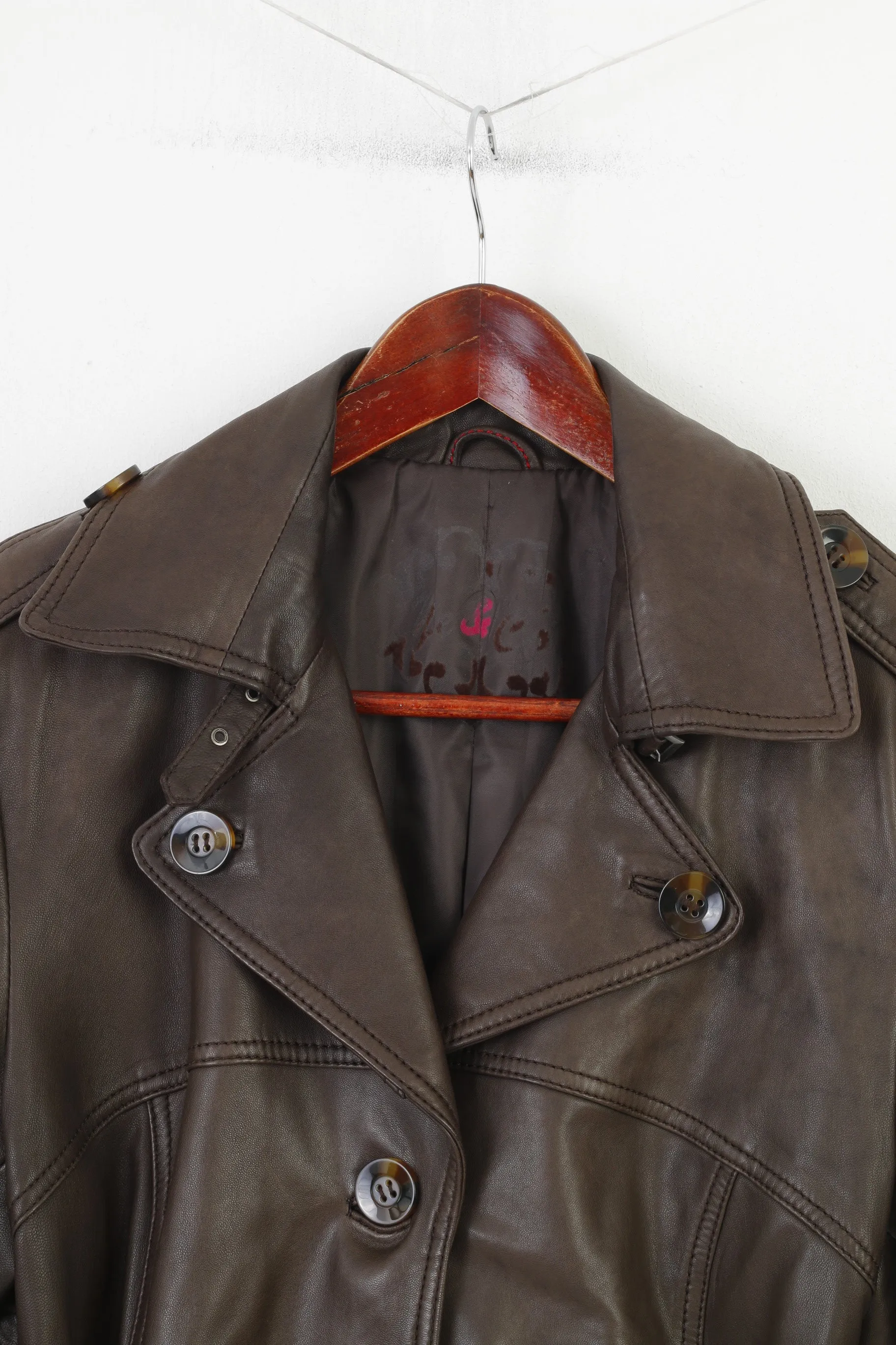 Yessica C&A Woman 42 M Jacket Brown Soft Leather Belt Vintage Casual Top